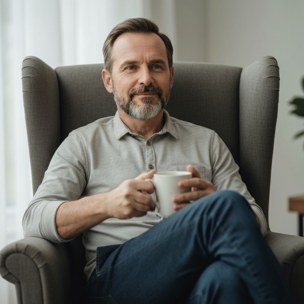 Person in nachdenklicher Stimmung mit Tasse